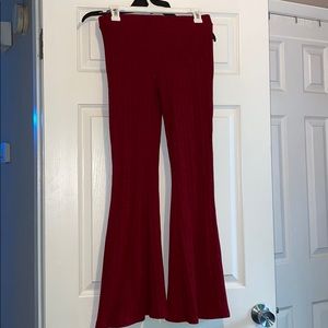 long flare red pants
